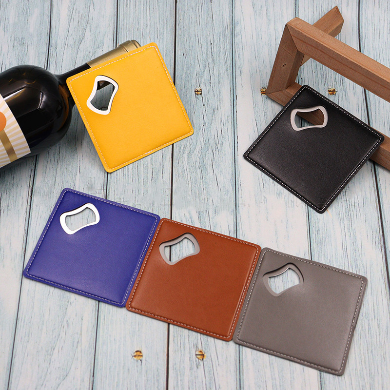 Wine Beer Logo - 100Pcs PU Leather Custom Company Logo