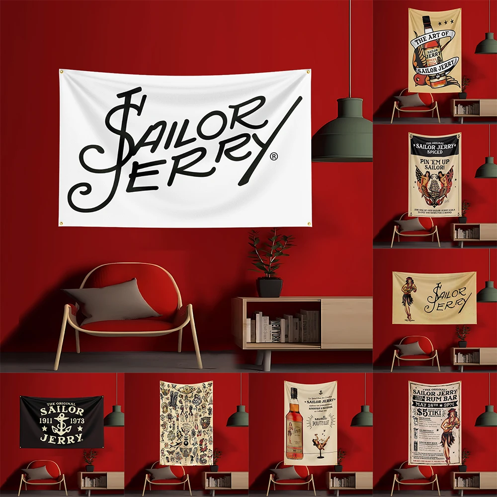 Wine Beer Rum - 90X150CM S-Sailor Jerrys rum Flag Polyester