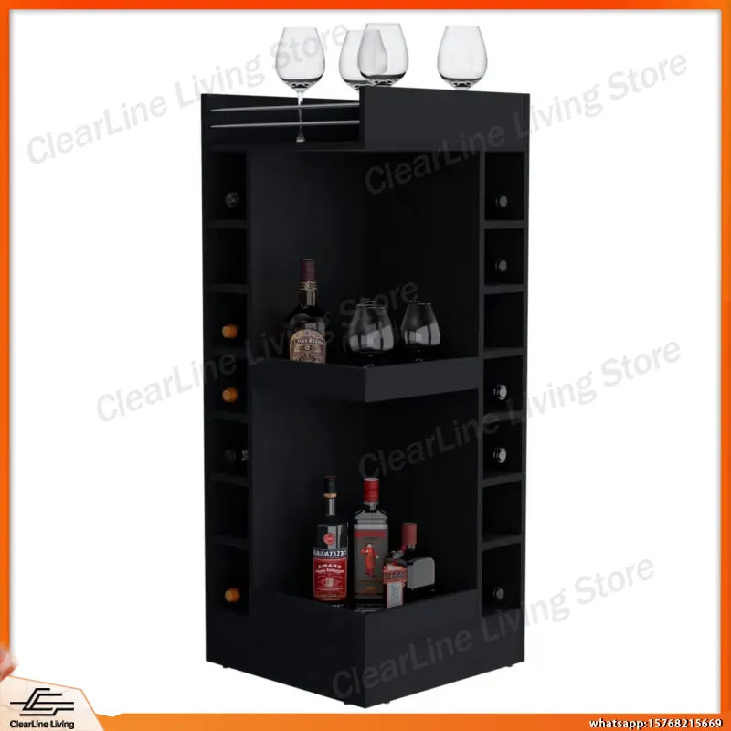 Black Corner Bar Cabinet with  - Wine Beer Rum 评论和价格