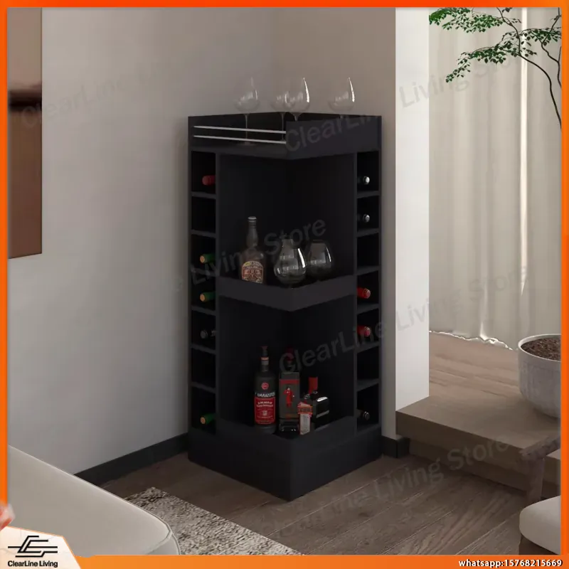 Black Corner Bar Cabinet with  - Wine Beer Rum 评论和价格