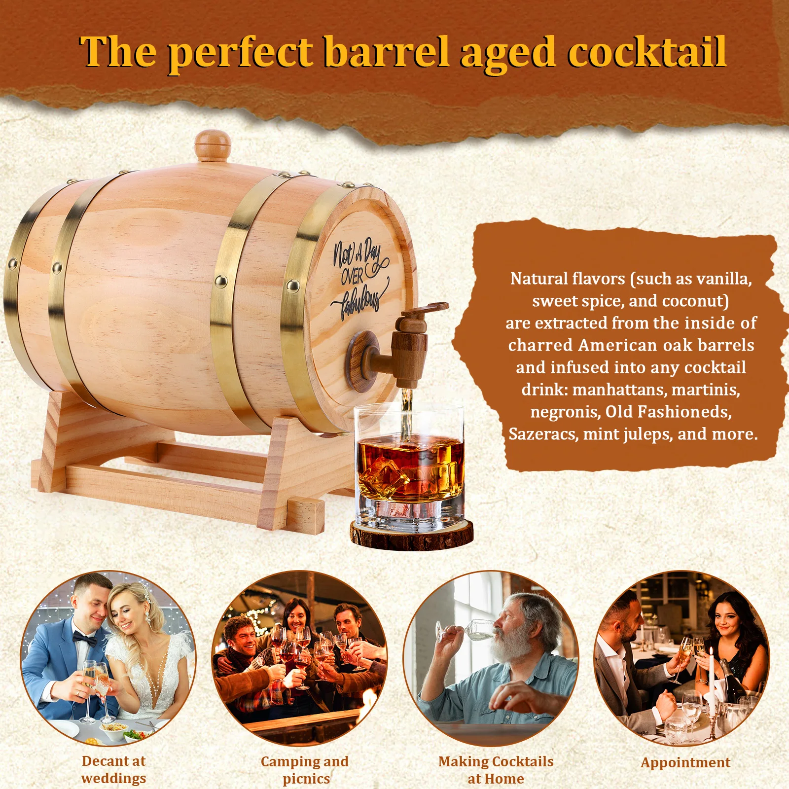 3L Wooden Whiskey Barrel with  - Wine Beer Rum 评论和价格