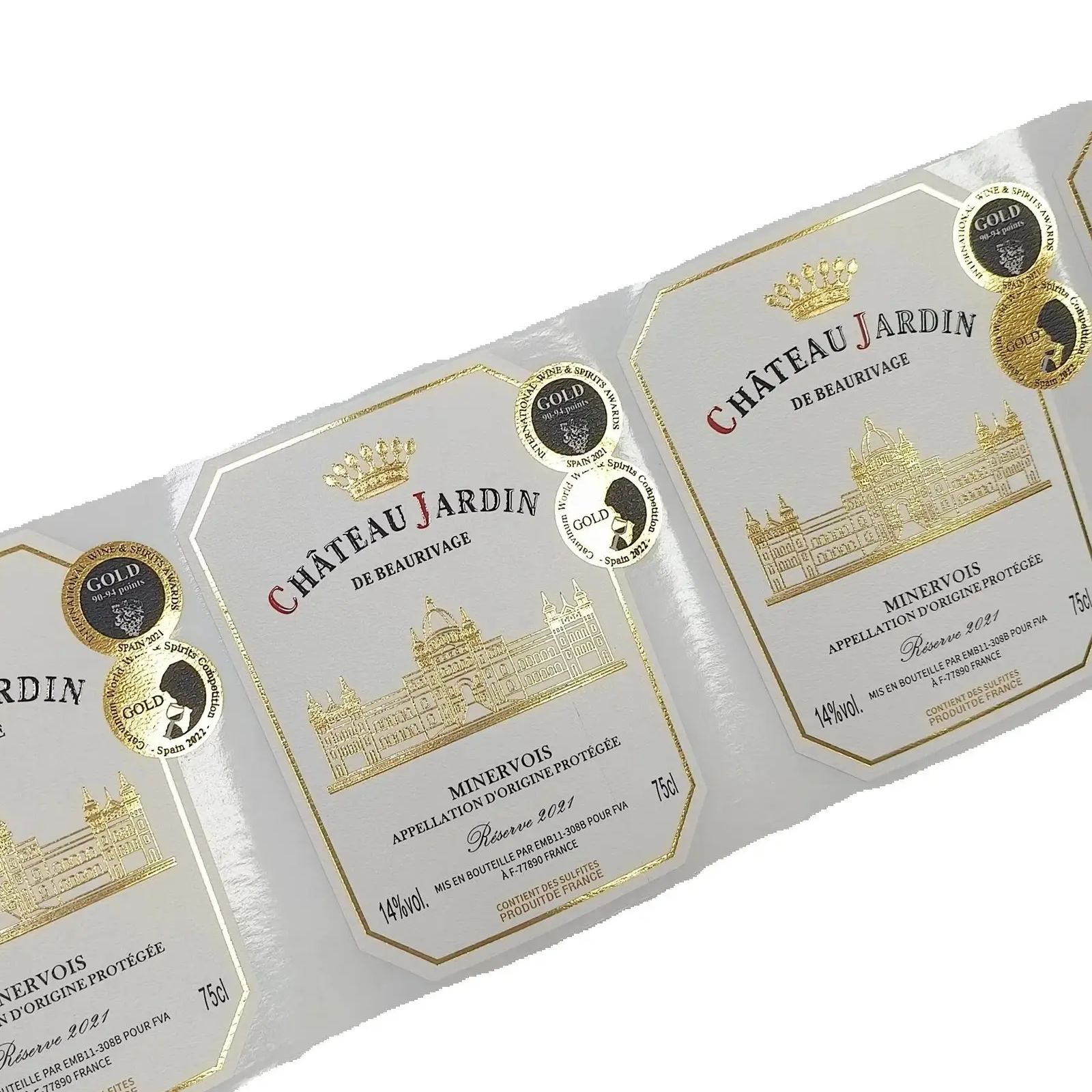 Custom Logo Sticker Gold Foil  - Wine Beer Logo 评论和价格